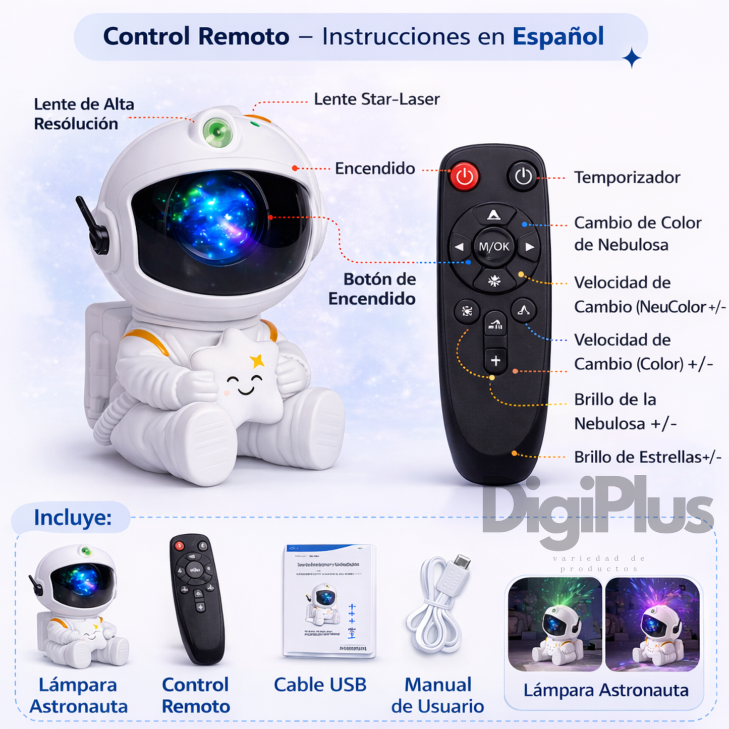 🌙 Astronauta Proyector sentado 🌌¨Convierte tu habitación en galaxia¨🚀